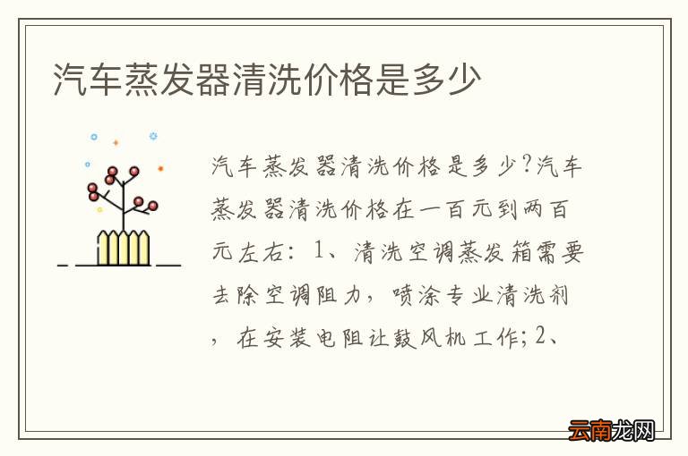 汽车蒸发器清洗价格是多少