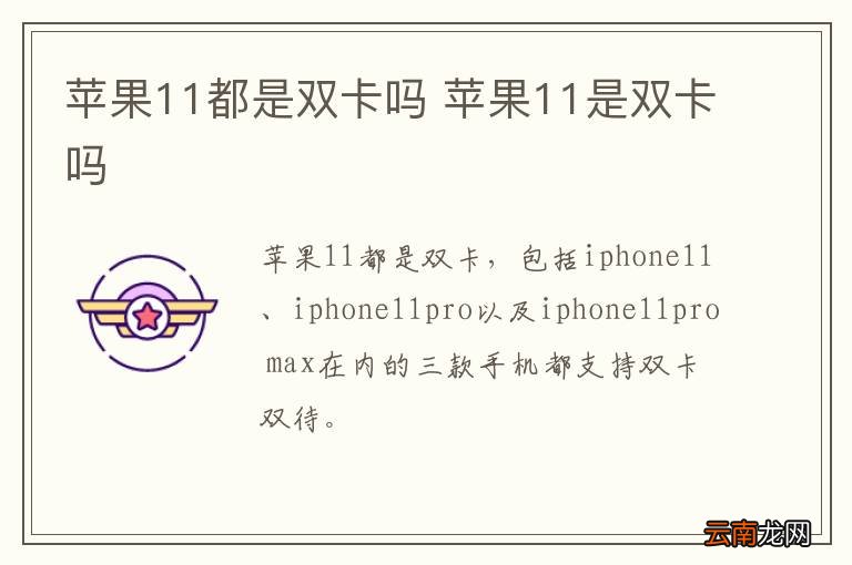 苹果11都是双卡吗 苹果11是双卡吗