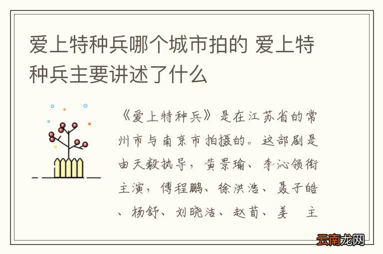 爱上特种兵哪个城市拍的 爱上特种兵主要讲述了什么