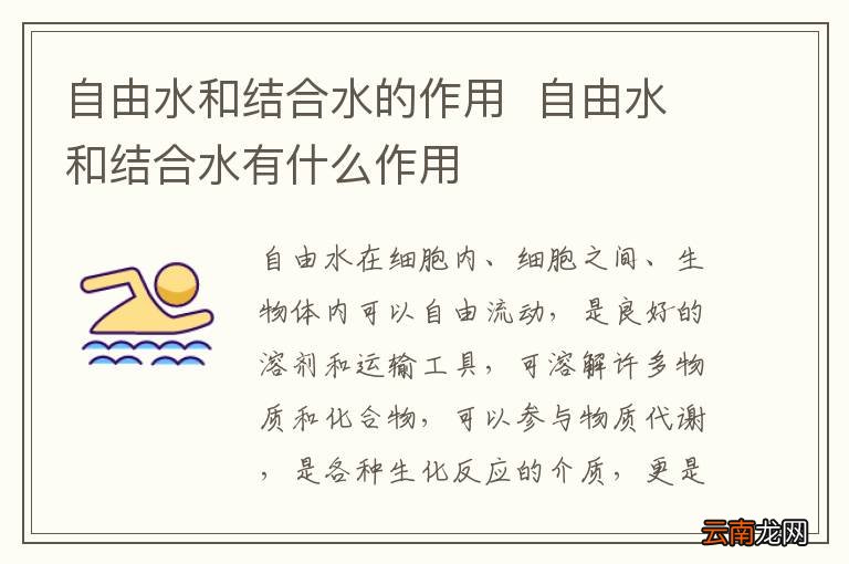 自由水和结合水的作用自由水和结合水有什么作用