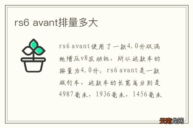 rs6 avant排量多大