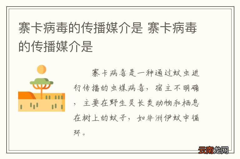 寨卡病毒的传播媒介是 寨卡病毒的传播媒介是