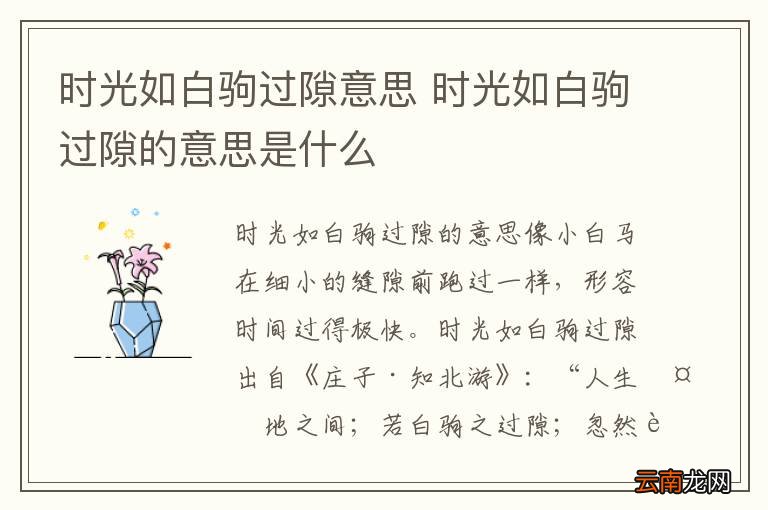 时光如白驹过隙意思 时光如白驹过隙的意思是什么