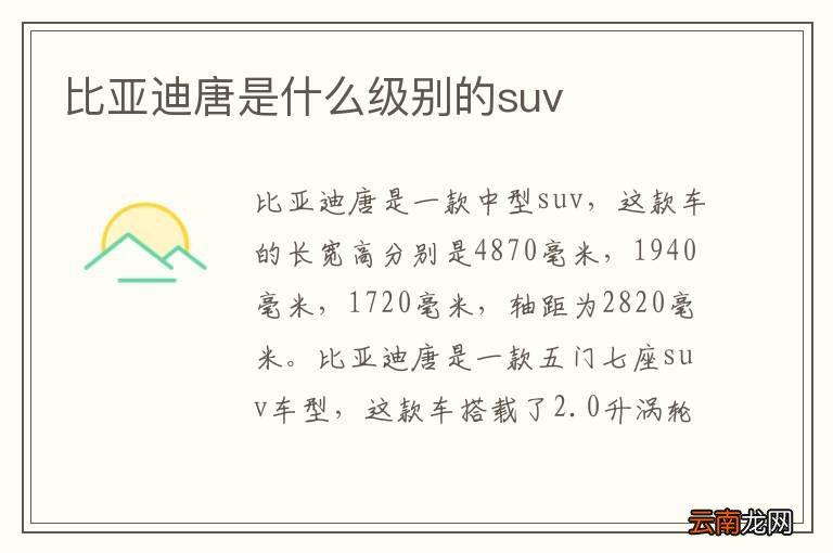 比亚迪唐是什么级别的suv