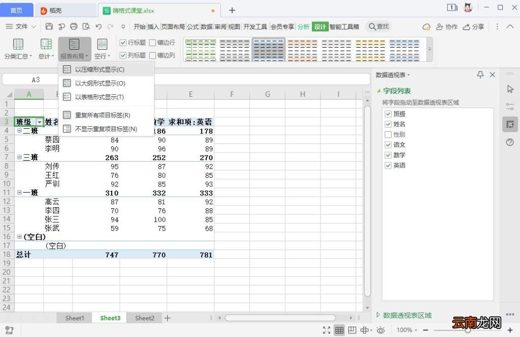 Excel数据透视表如何布局