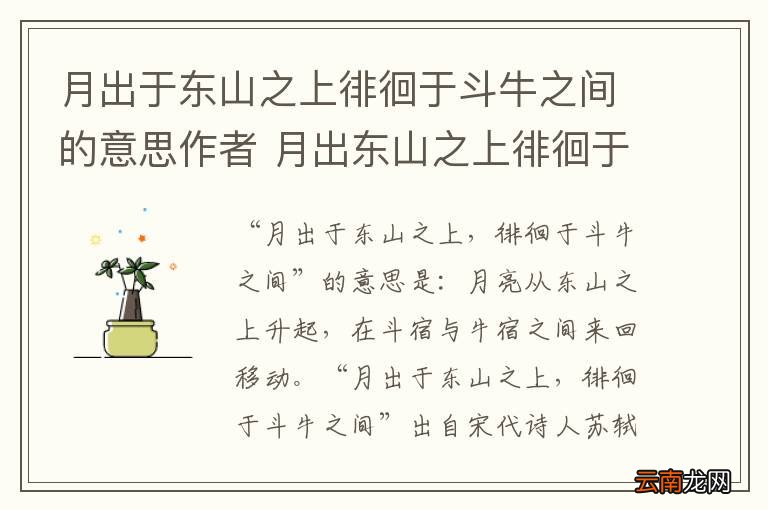 月出于东山之上徘徊于斗牛之间的意思作者 月出东山之上徘徊于斗牛之间的意思