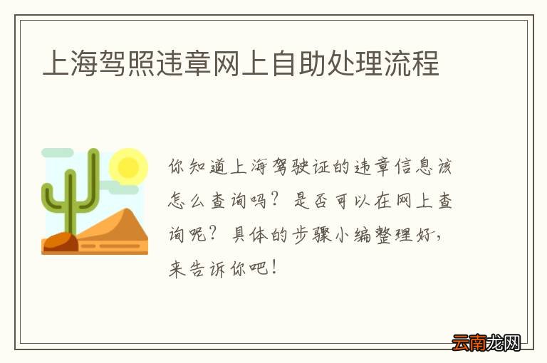 上海驾照违章网上自助处理流程