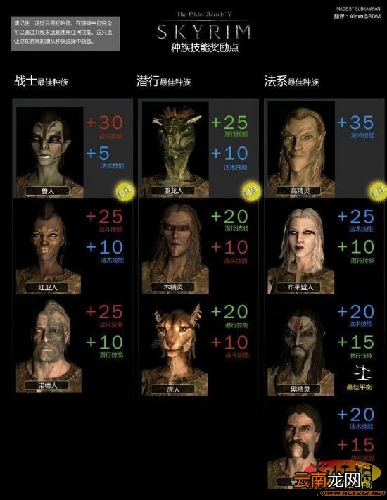《上古卷轴5：天际》各职业最佳种族