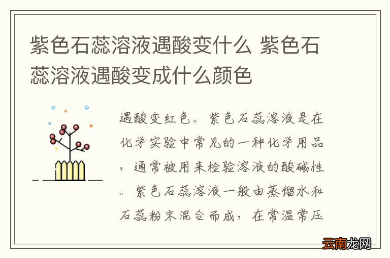 紫色石蕊溶液遇酸变什么 紫色石蕊溶液遇酸变成什么颜色