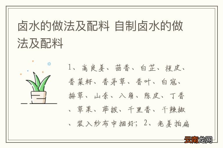 卤水的做法及配料 自制卤水的做法及配料