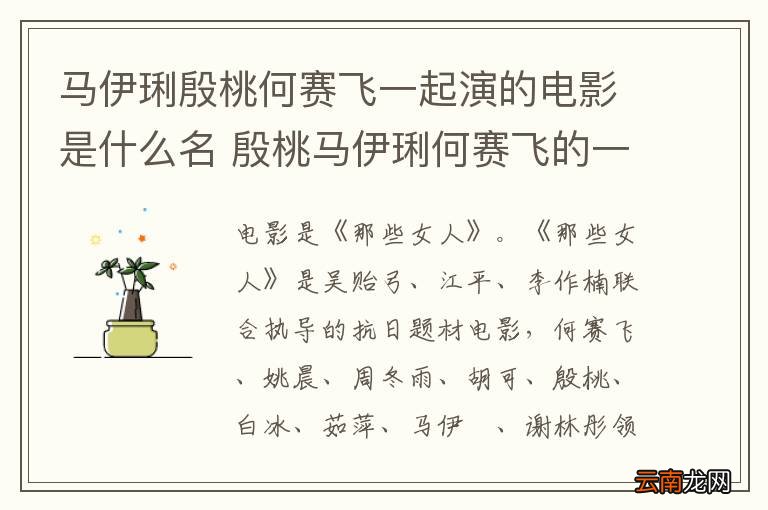马伊琍殷桃何赛飞一起演的电影是什么名 殷桃马伊琍何赛飞的一起演的