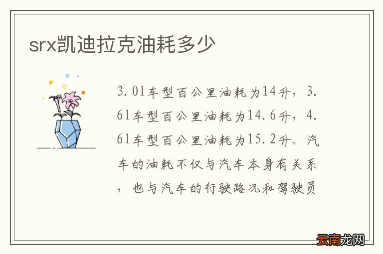 srx凯迪拉克油耗多少
