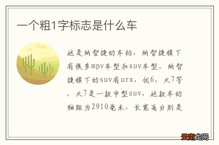 一个粗1字标志是什么车