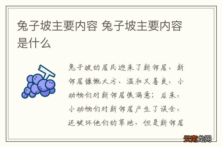 兔子坡主要内容 兔子坡主要内容是什么