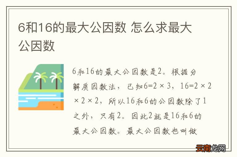 6和16的最大公因数 怎么求最大公因数