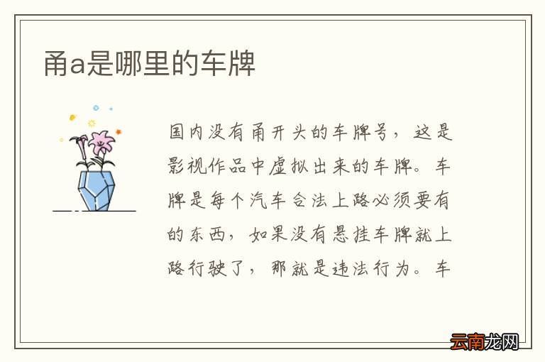 甬a是哪里的车牌