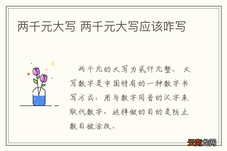 两千元大写 两千元大写应该咋写