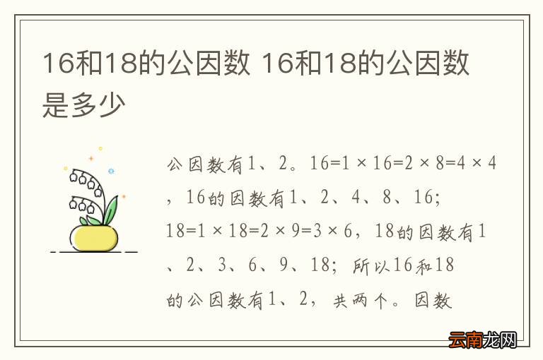 16和18的公因数 16和18的公因数是多少