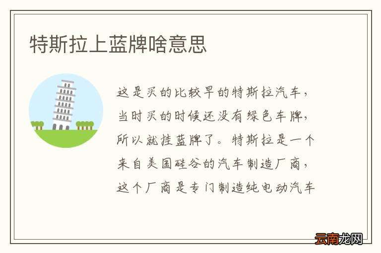 特斯拉上蓝牌啥意思