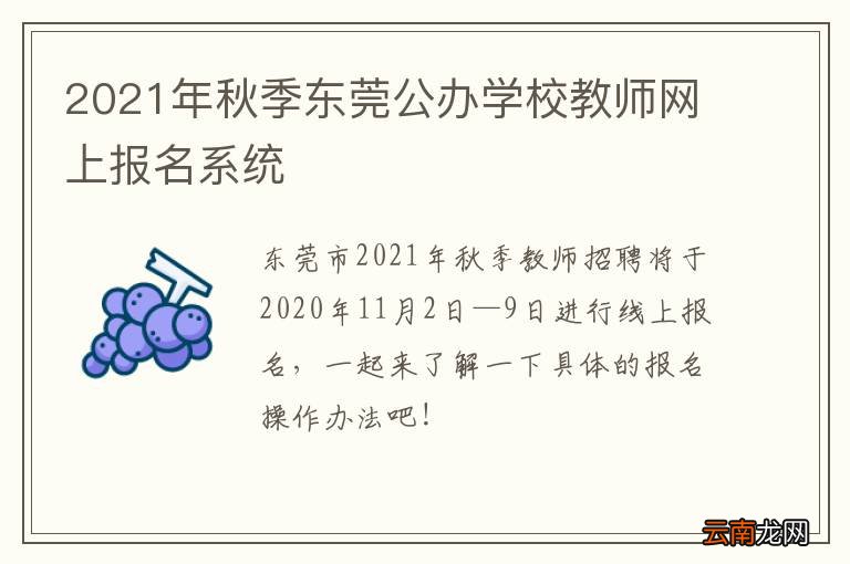 2021年秋季东莞公办学校教师网上报名系统