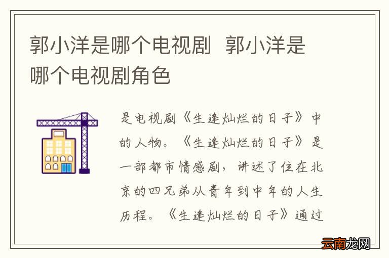 郭小洋是哪个电视剧郭小洋是哪个电视剧角色