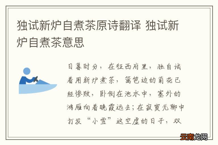 独试新炉自煮茶原诗翻译 独试新炉自煮茶意思