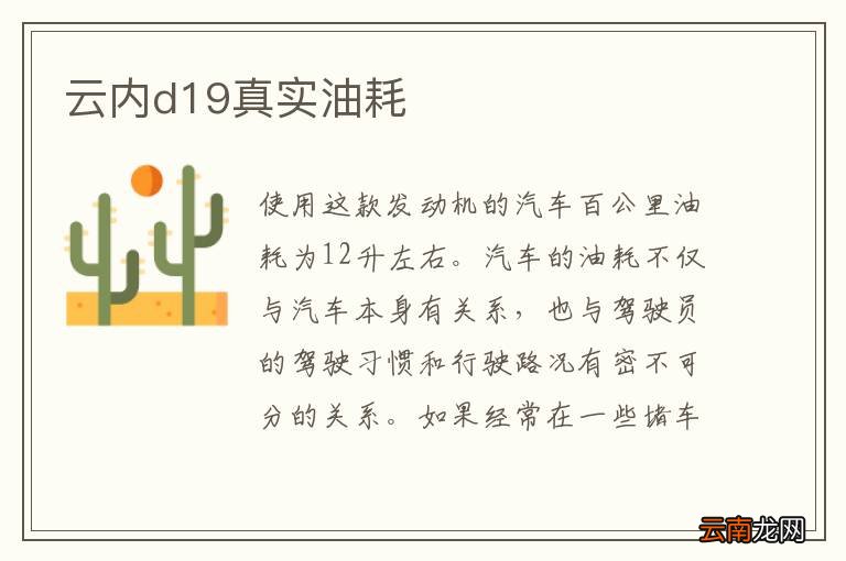 云内d19真实油耗
