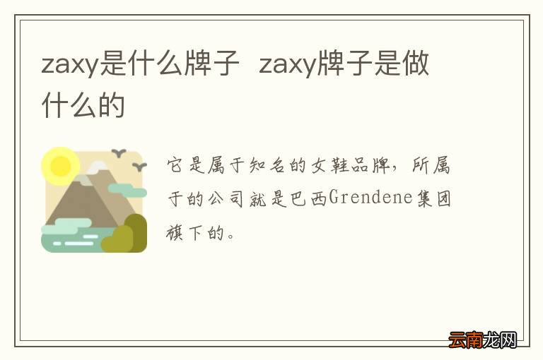 zaxy是什么牌子zaxy牌子是做什么的