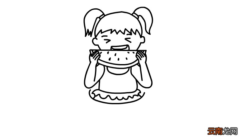 吃西瓜的女孩简笔画怎么画吃西瓜的女孩简笔画步骤
