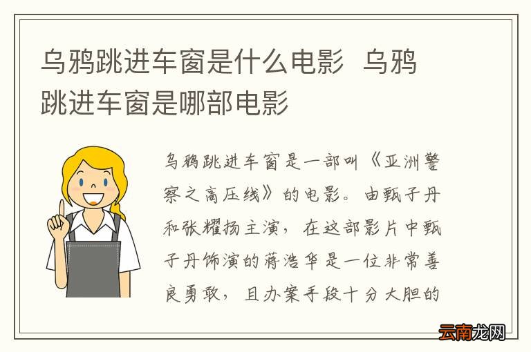 乌鸦跳进车窗是什么电影乌鸦跳进车窗是哪部电影