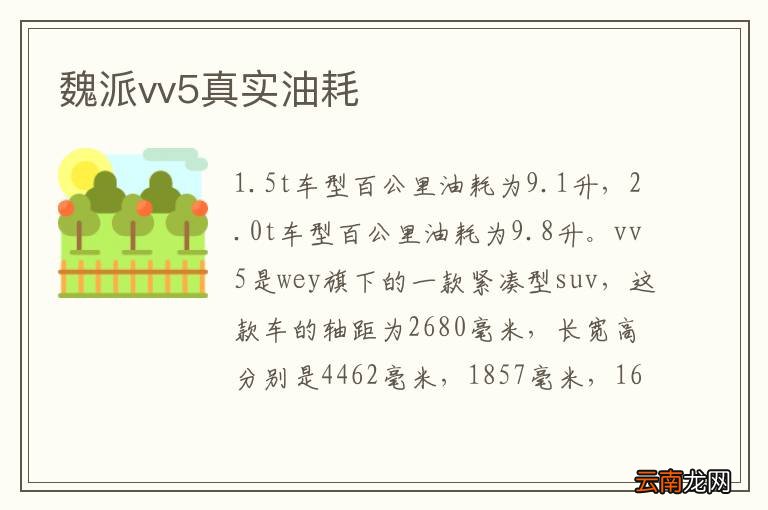 魏派vv5真实油耗