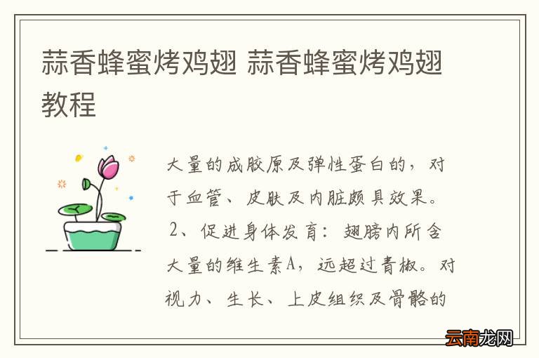 蒜香蜂蜜烤鸡翅 蒜香蜂蜜烤鸡翅教程
