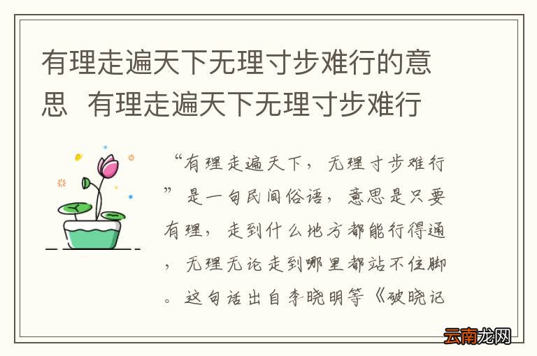 有理走遍天下无理寸步难行的意思有理走遍天下无理寸步难行什么意思
