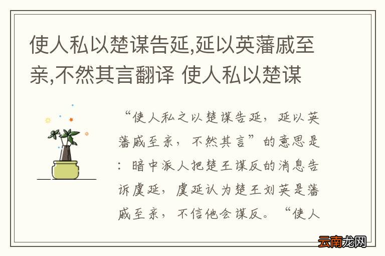 使人私以楚谋告延,延以英藩戚至亲,不然其言翻译 使人私以楚谋告延,延以英藩戚至亲,不然其言怎么翻译