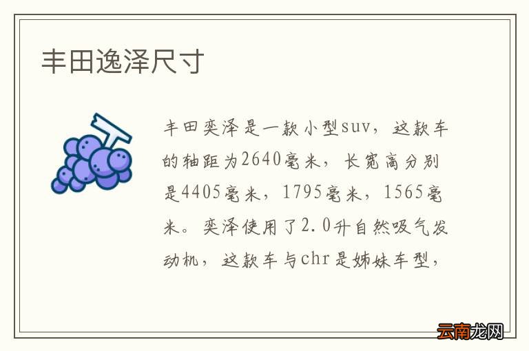 丰田逸泽尺寸
