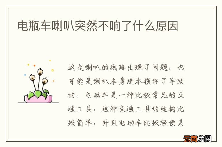 电瓶车喇叭突然不响了什么原因