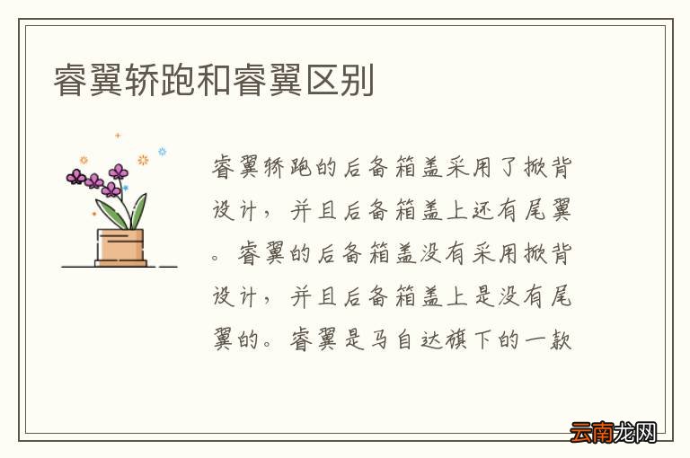 睿翼轿跑和睿翼区别