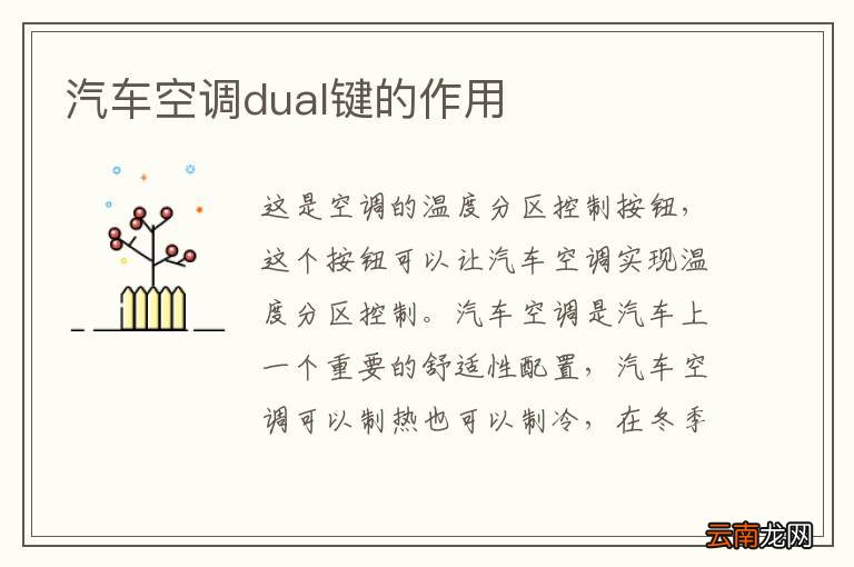 汽车空调dual键的作用