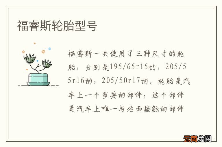 福睿斯轮胎型号