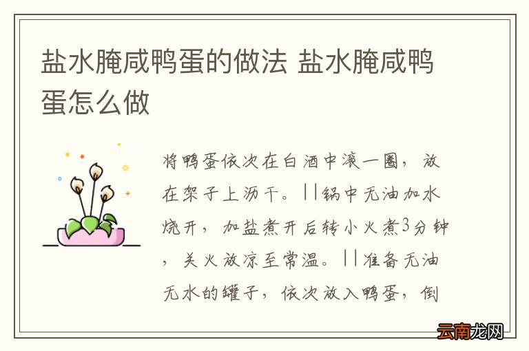 盐水腌咸鸭蛋的做法 盐水腌咸鸭蛋怎么做