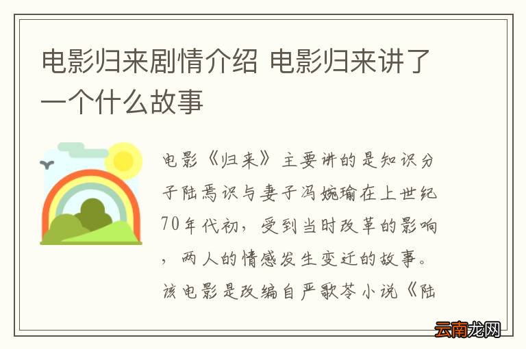 电影归来剧情介绍 电影归来讲了一个什么故事