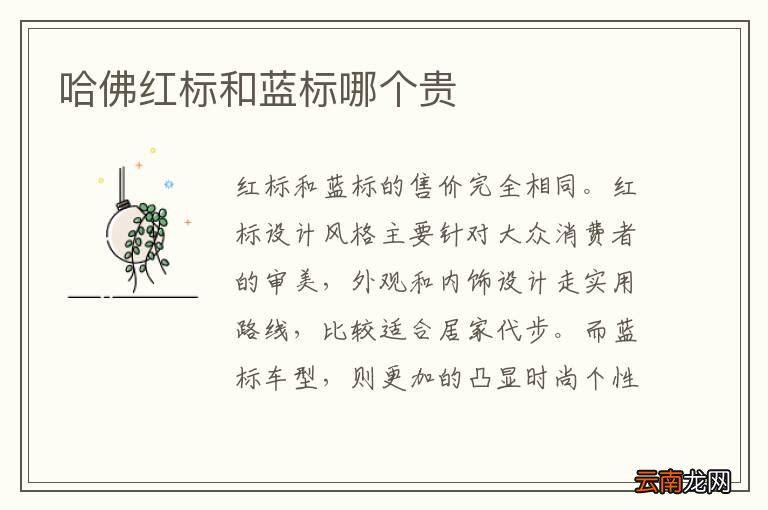 哈佛红标和蓝标哪个贵