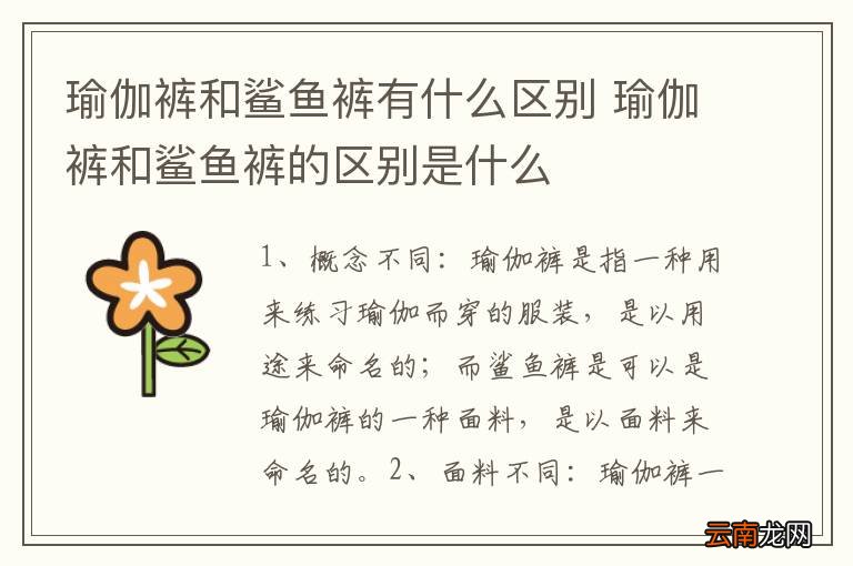 瑜伽裤和鲨鱼裤有什么区别 瑜伽裤和鲨鱼裤的区别是什么