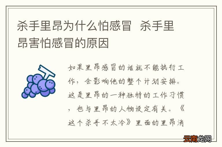 杀手里昂为什么怕感冒杀手里昂害怕感冒的原因