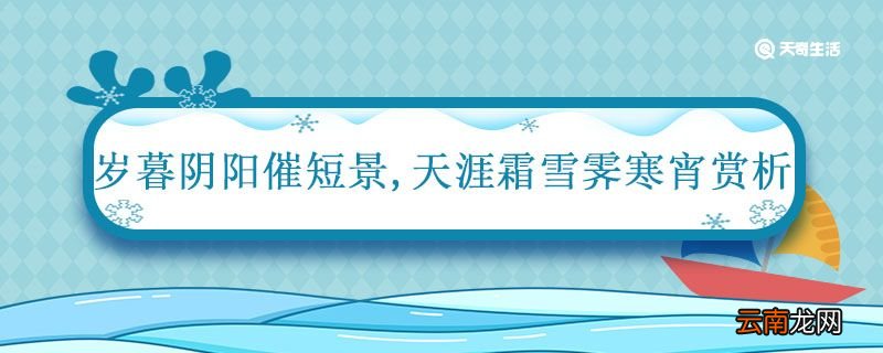 岁暮阴阳催短景,天涯霜雪霁寒宵赏析 天涯霜雪霁寒宵赏析