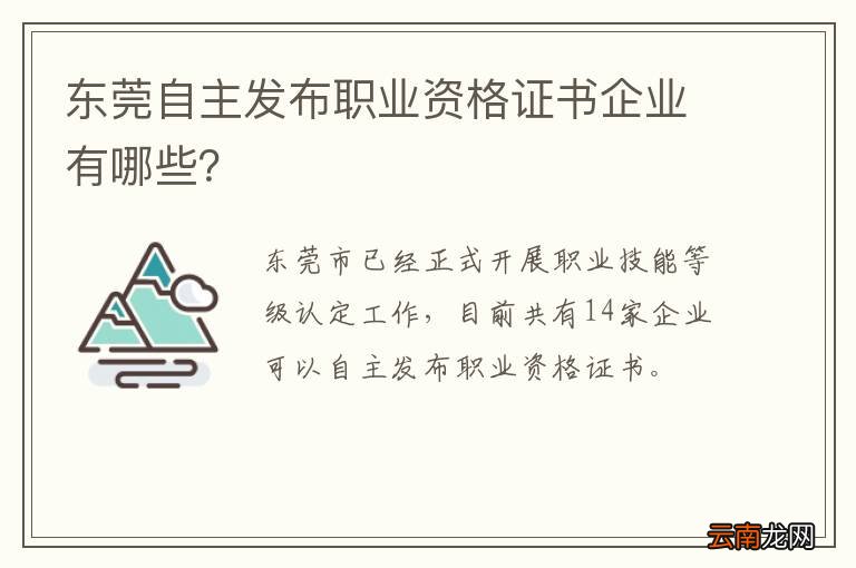 东莞自主发布职业资格证书企业有哪些？