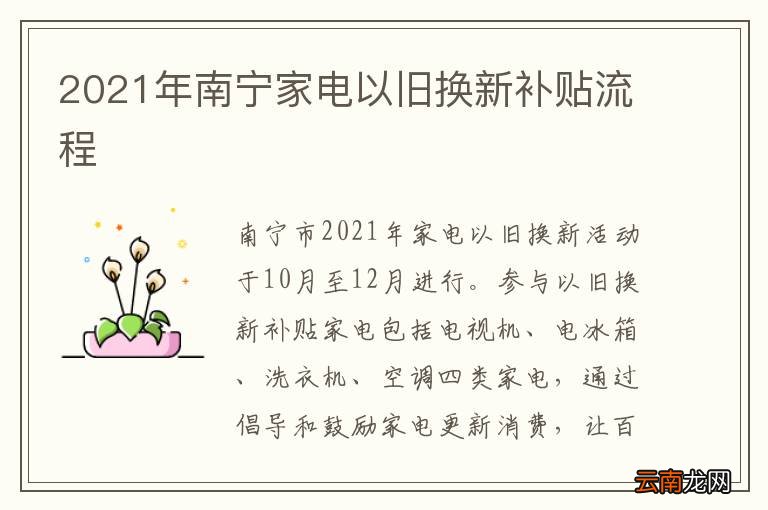 2021年南宁家电以旧换新补贴流程