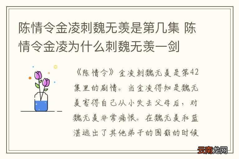 陈情令金凌刺魏无羡是第几集 陈情令金凌为什么刺魏无羡一剑