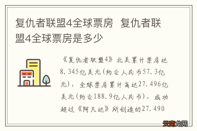 复仇者联盟4全球票房复仇者联盟4全球票房是多少