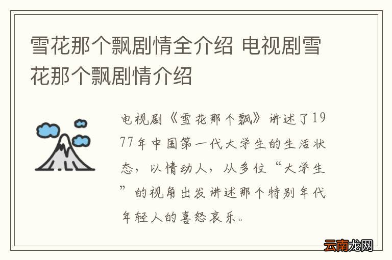 雪花那个飘剧情全介绍 电视剧雪花那个飘剧情介绍